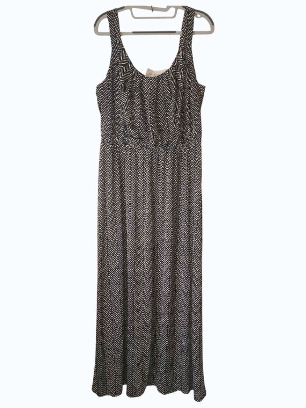 Lane Bryant Maxi Dress Black White Chevron Dot Print Size 14/16 Sleeveless NWT
